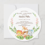 Invitation Cute Safari Jungle Animaux Garçons Baby shower (Devant)