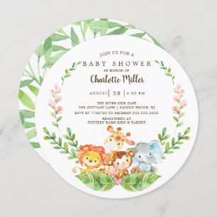 Invitation Cute Safari Jungle Animaux Garçons Baby shower