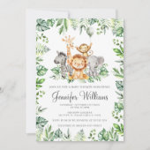 Invitation Cute Safari Jungle Animaux sauvages Baby Boy Douch (Devant)