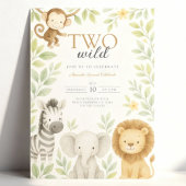 Invitation Cute Safari Jungle Bébé Animaux Anniversaire