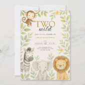 Invitation Cute Safari Jungle Bébé Animaux Anniversaire (Devant)
