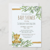 Invitation Cute Safari Jungle Lion Eucalyptus Baby shower (Devant)