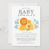 Invitation Cute Safari Jungle Lion Virtual Boy Baby shower (Devant)