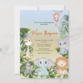 Invitation Cute Safari Jungle Petits Baby showers Animaux (Devant)