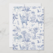 Invitation Cute Safari Toile de Jouy | Baby shower bleu (Dos)