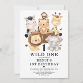 Invitation Cute Safari Wild One 1er anniversaire (Devant)
