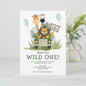 Invitation Cute Safari Wild One 1er Anniversaire Fête Invitat (Debout devant)
