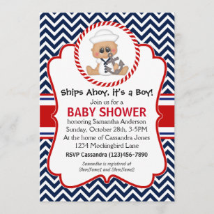 Invitation Cute Sailor Boy Baby shower nautique