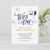 Invitation Cute Scandi Daisy Wild Un premier anniversaire (Debout devant)