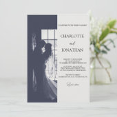 Invitation Cute Script Elegant Photo Overlay White Wedding (Debout devant)