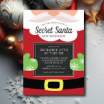 Invitation Cute Secret Père Noël échange de cadeaux Noël<br><div class="desc">Super mignon Santa Claus Secret Père Noël Christmas Party Invitation avec père Noël tenant un panneau de tableau avec vos infos de fête. Facile à personnaliser avec vos informations de fête de Noël de vacances. Invitation contemporaine pour votre soirée d'échange de cadeaux à thème père Noël !</div>