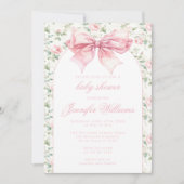 Invitation Cute shabby chic arc rose fleuri bébé douche (Devant)