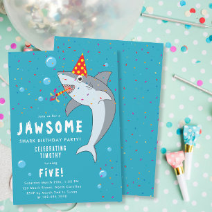 Invitation Cute Shark à la fête des Anniversaires de enfants 