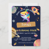 Invitation Cute Shark arc-en-ciel Galaxy espace fête d'annive (Devant)