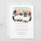 Invitation Cute Siamese Chat Couple Mariage Personnalisé (Devant)