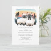 Invitation Cute Siamese Chat Couple Mariage Personnalisé (Debout devant)