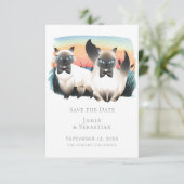 Invitation Cute Siamese Chat Gay Couple Enregistrer La Date M (Debout devant)