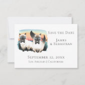 Invitation Cute Siamese Chat Gay Couple Enregistrer La Date M (Devant)