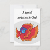 Invitation Cute Siamese combat poisson betta dessin (Dos)
