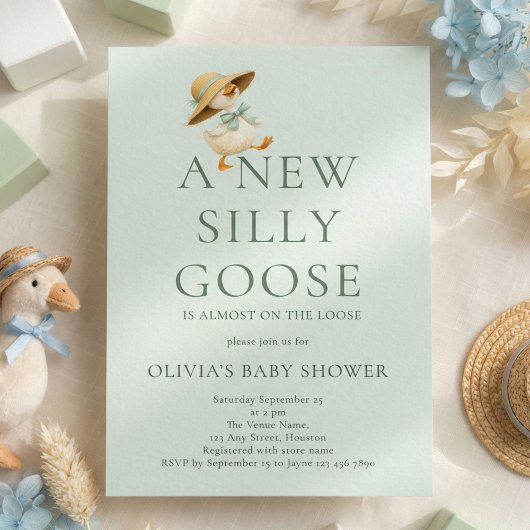 Invitation Cute Silly Goose Gender Neutral Baby Shower