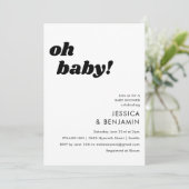 Invitation Cute Simple Blanc Arrière - plan Moderne Oh Baby s (Debout devant)