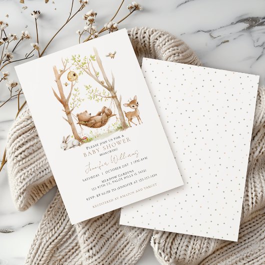 Invitation Cute Simple Bois animaux Baby Boy Douche