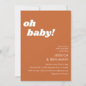 Invitation Cute Simple Brûlé Orange Moderne Oh Baby shower (Devant)