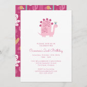 Invitation Cute Simple Pink Dinosaur 2e anniversaire (Devant / Derrière)