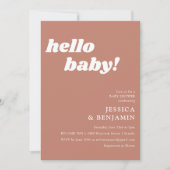Invitation Cute Simple Terracotta Hello Baby shower (Devant)