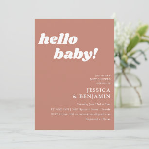 Invitation Cute Simple Terracotta Hello Baby shower