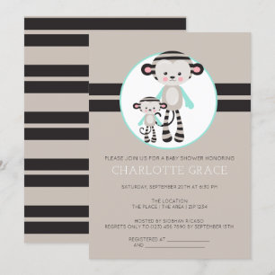 Invitation Cute singe Baby shower personnalisé