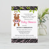 Invitation Cute singe Zebra Stripes Baby shower (Debout devant)
