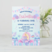 Invitation Cute Sirène Arc-en-ciel Aquarelle fête d'anniversa (Debout devant)