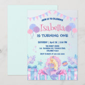 Invitation Cute Sirène Arc-en-ciel Aquarelle fête d'anniversa (Devant / Derrière)