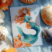 Invitation Cute Sirène Océan Vie Aquarelle Anniversaire de en