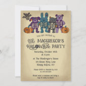 Invitation Cute Skeleton Animaux et fête d'Halloween Citrouil (Devant)