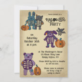Invitation Cute Skeleton Animaux et fête d'Halloween Citrouil (Devant)