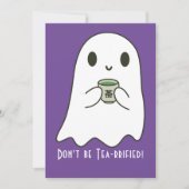 Invitation Cute Smiling Ghost & Japonais Tea Kanji Blank (Devant)