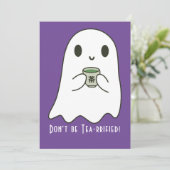 Invitation Cute Smiling Ghost & Japonais Tea Kanji Blank (Debout devant)