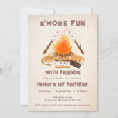 Invitation Cute S'more Fun Campfire 1er Anniversaire (Devant)