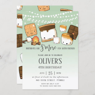 Invitation Cute S'more Smores Camping Bonfire Anniversaire Ve