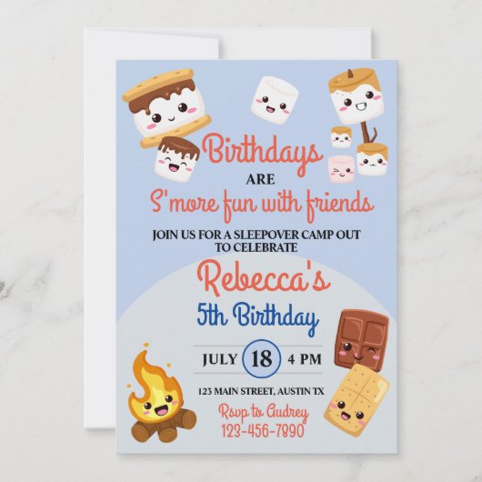 Invitation Cute S'mores Campout Anniversaire (Devant)