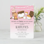Invitation Cute S'mores Hot Cocacao Camping Bonfire Anniversa (Debout devant)