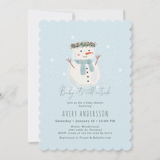 Invitation Cute Snowman Baby Il fait froid dehors Baby shower (Devant)