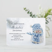 Invitation Cute Snowman en hiver Photo Anniversaire (Debout devant)
