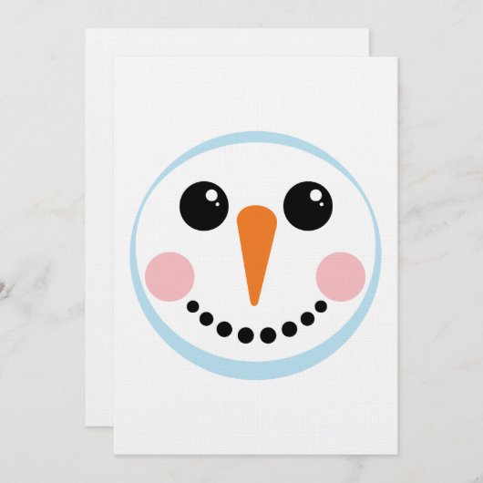 Invitation Cute Snowman Face Winter Holiday Design (Devant / Derrière)