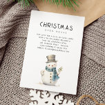 Invitation Cute Snowman Maison ouverte de Noël<br><div class="desc">Jolie maison ouverte de Noël Snowman. Disponible numériquement et imprimé. Une élégance simple avec l'illustration d'un bonhomme de neige mignon sous les mots. Personnalisez facilement vos propres détails.</div>