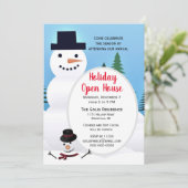 Invitation Cute Snowman Noël Holiday Open House (Debout devant)