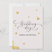 Invitation Cute Soft rose mariage coeur doré (Devant)