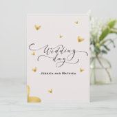 Invitation Cute Soft rose mariage coeur doré (Debout devant)